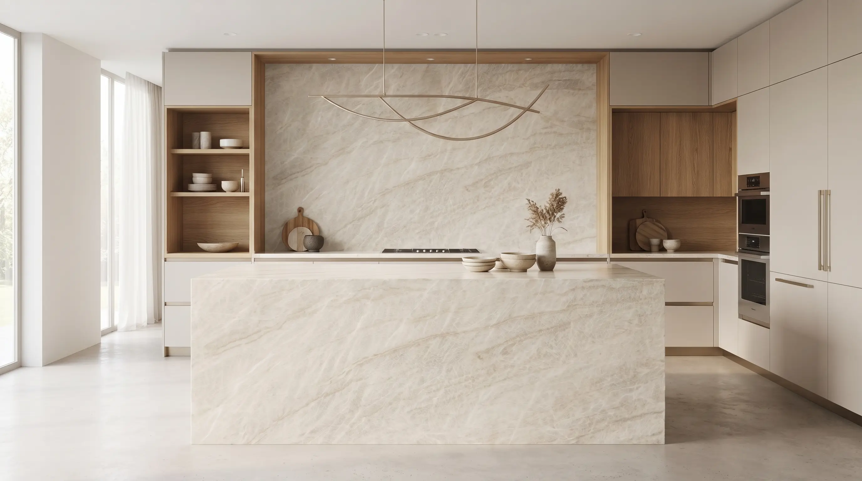 Taj Mahal quartzite kitchen countertop application