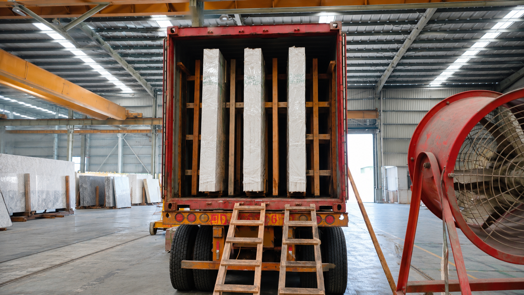Taj Mahal quartzite container loading process
