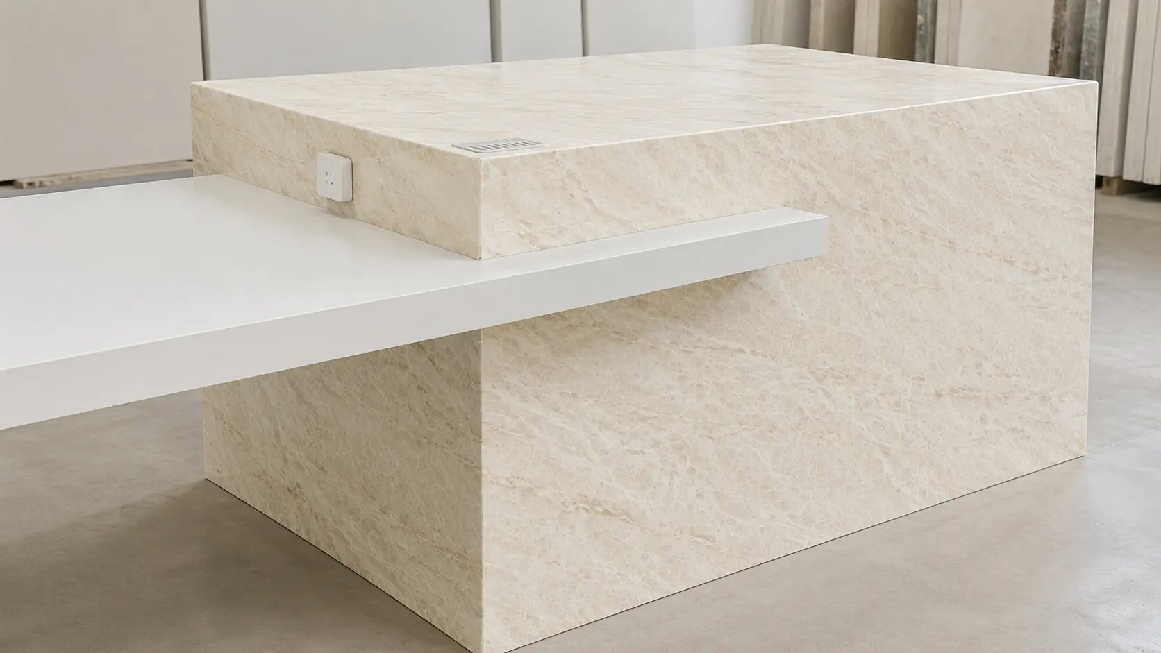 Taj Mahal quartzite countertop display