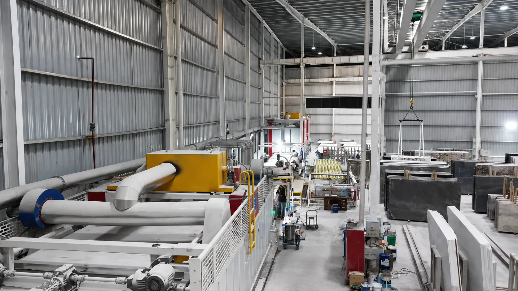 Factory drying line for stone slabs