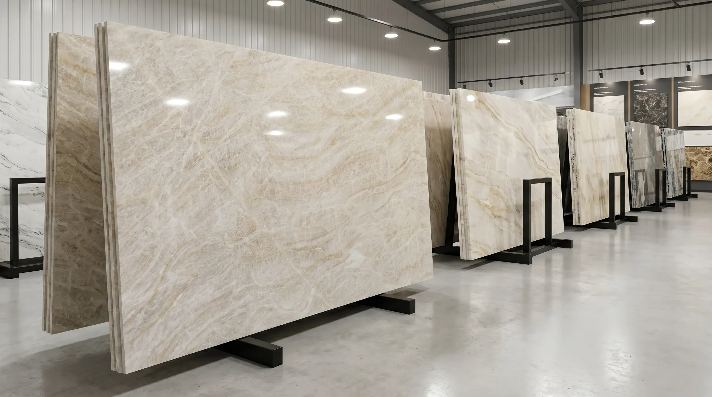 Taj Mahal quartzite slab selection and inspection