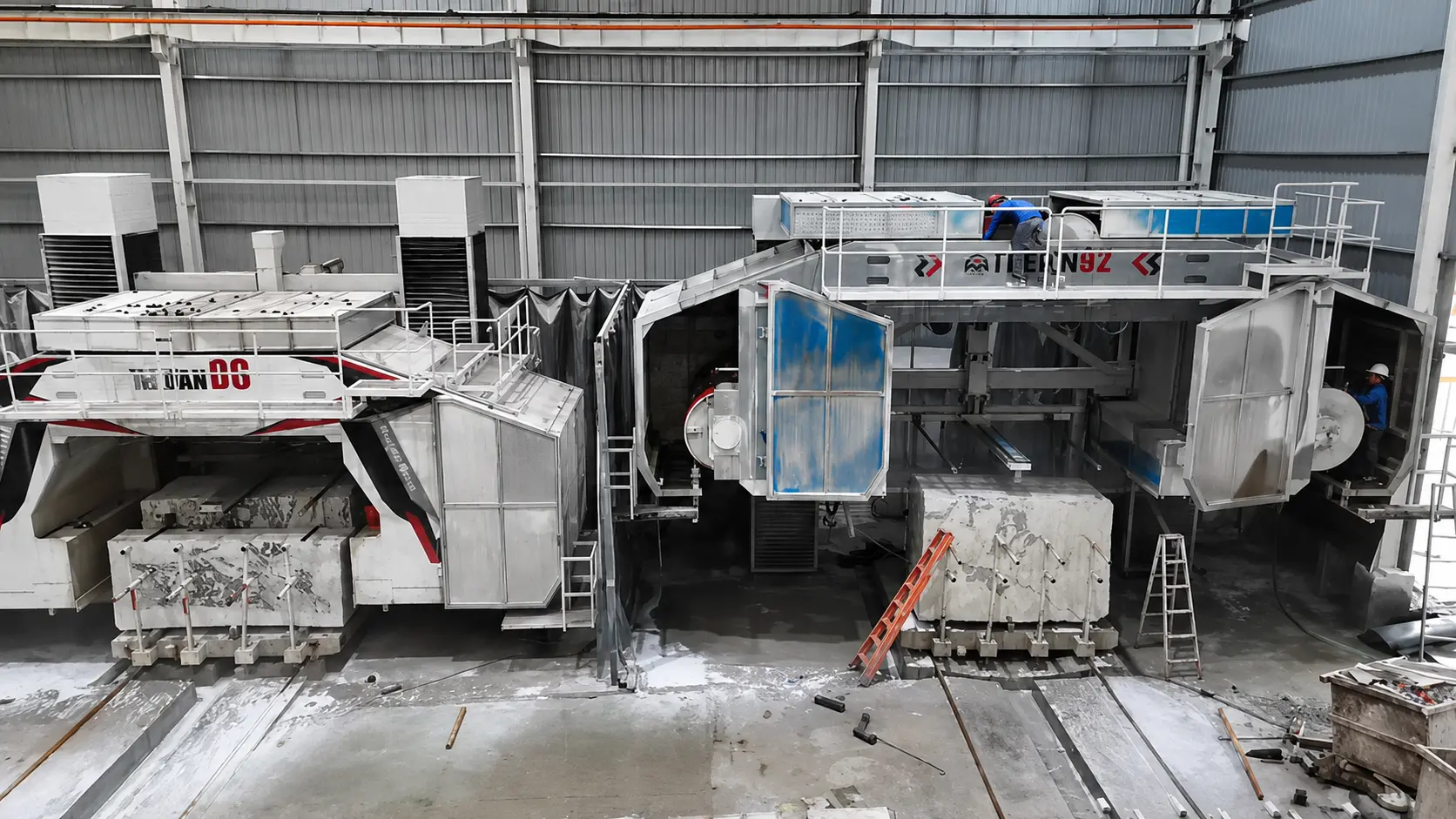 Multi-wire saw for Taj Mahal quartzite processing
