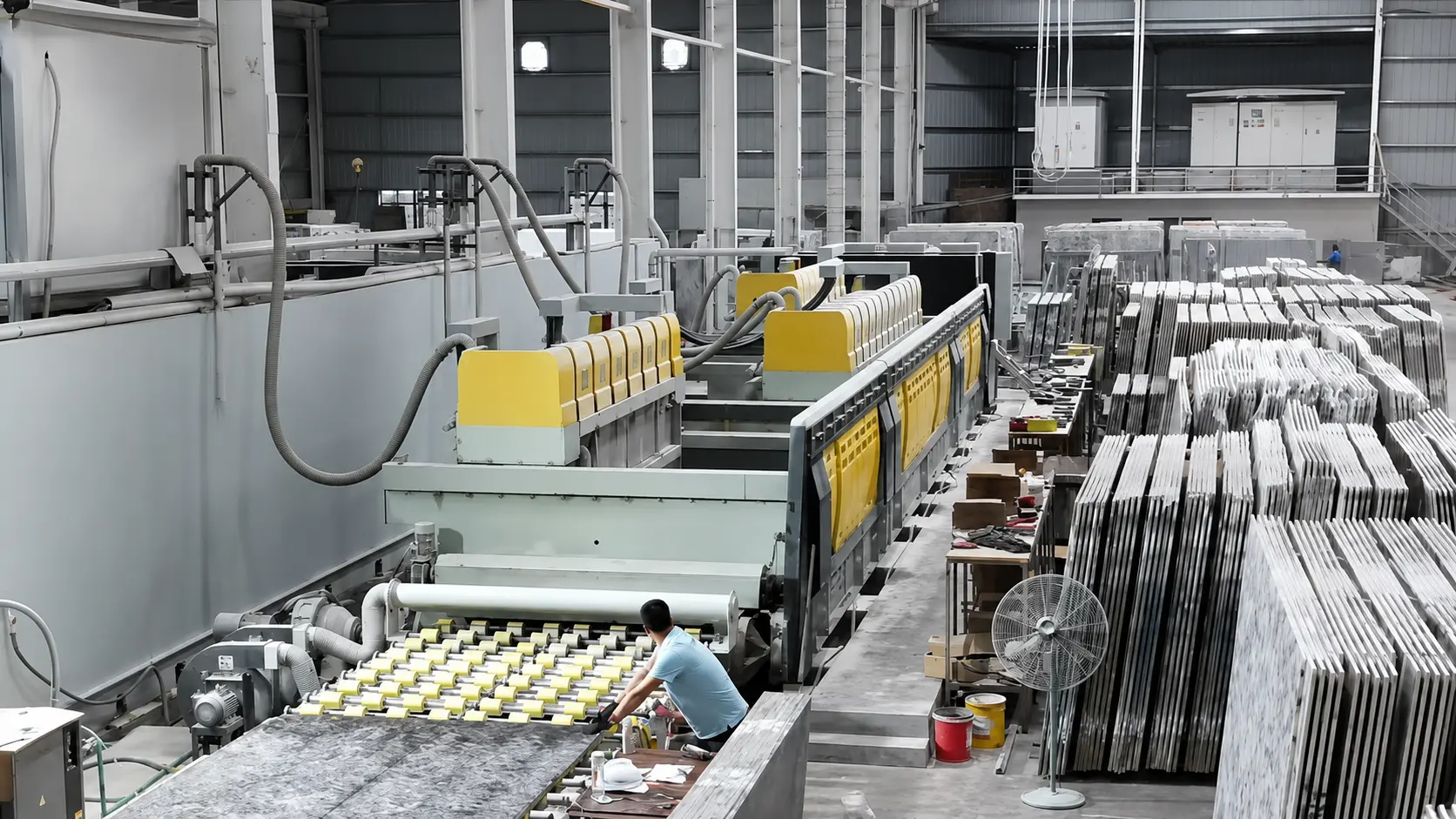 Polishing machine for Taj Mahal quartzite slabs