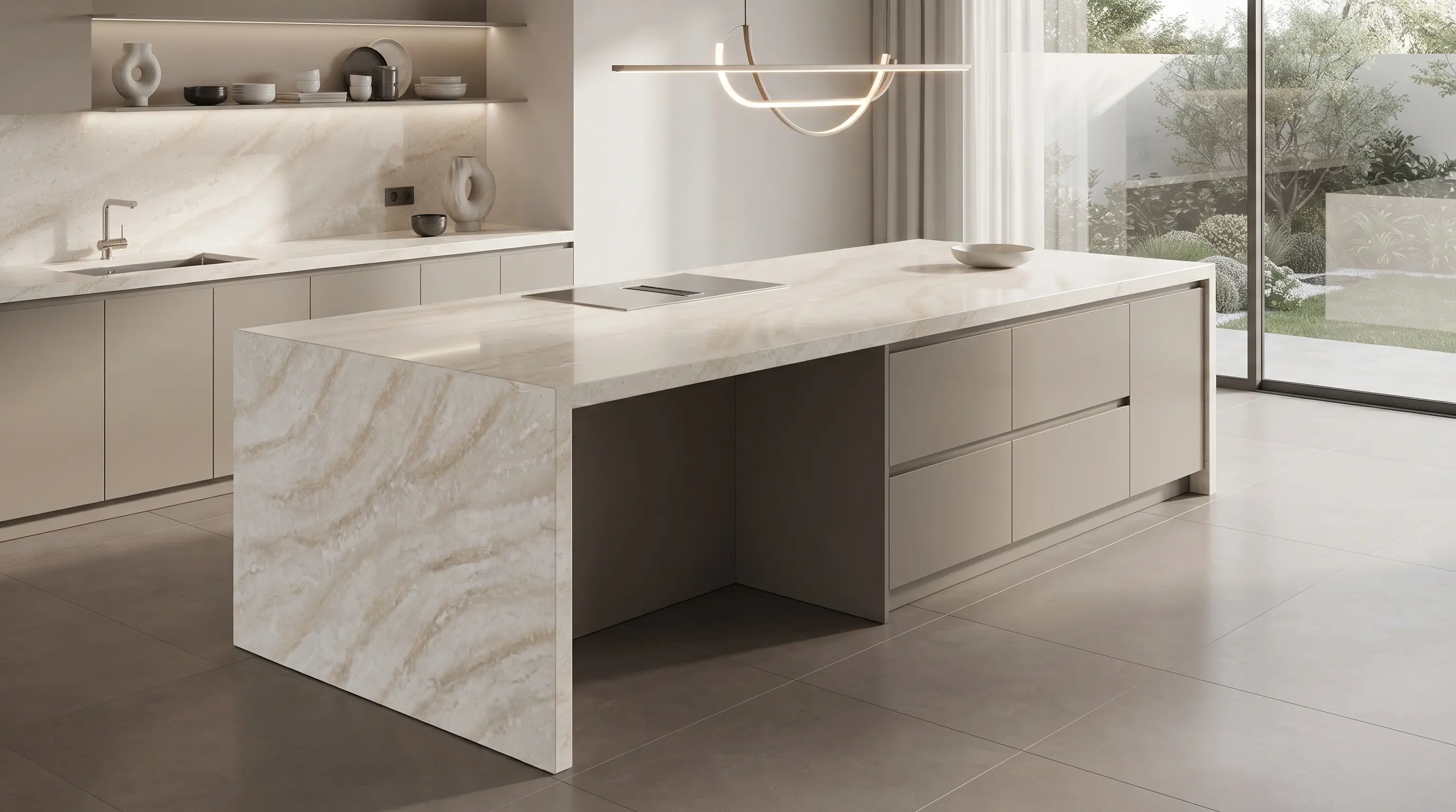 Taj Mahal inspired quartz engineered quartz slab 02 kitchen island 4